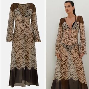 Caroline Constas Lidi Long Cover Up Tunic Beach Swim Cover-up